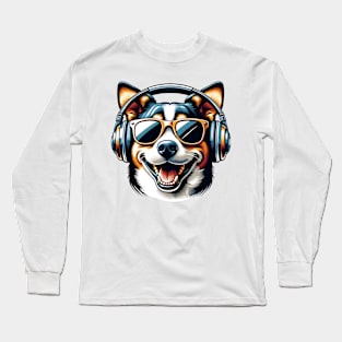 Taiwan Dog DJ Smiling with Energetic Beats Long Sleeve T-Shirt